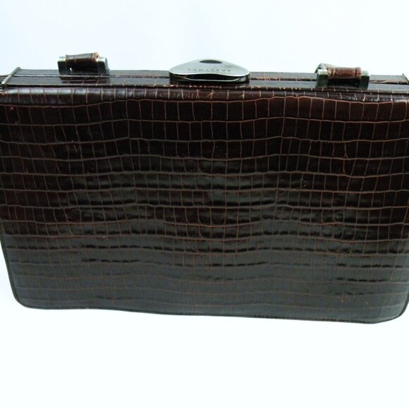 LAMARTHE Vintage Italian Crocodile Embossed Handbag - Picture 2 of 9